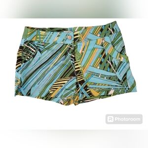 CACH"E casual shorts.  Womens.  Size 2.  Blue, green, white, gold.